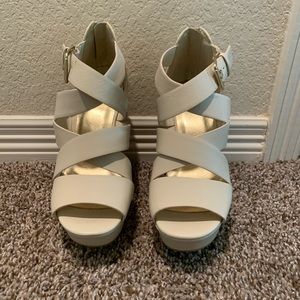 NUDE NEVER WORN PLATFORM WEDGES (size 9)